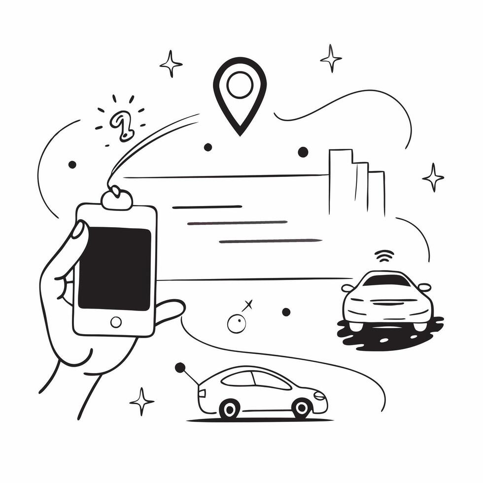 Person with a timelapse app car headlights and night city overlay symbolizing car trails timelapse with copy space concept as A person intertwined with a timelapse app car headlig Cleans vector