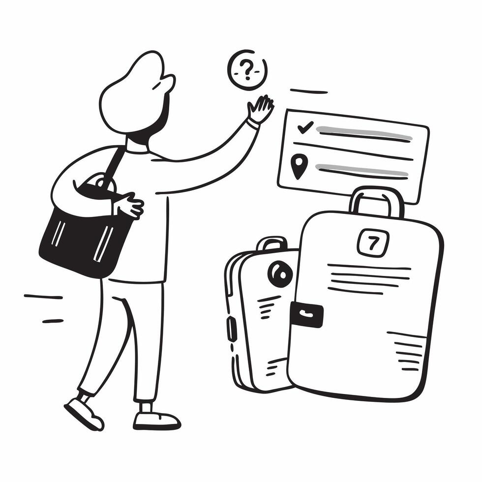 Person with a smart suitcase travel lock and luggage tracker overlay symbolizing advanced luggage technology with copy space concept as A person intertwined with a smart suitcase Cleans vector