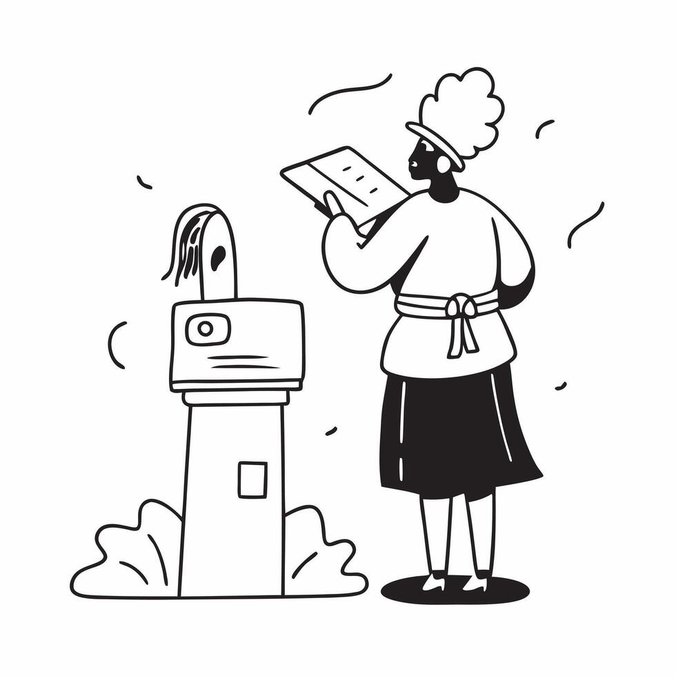 Person with a historical monument traditional dress and guidebook overlay symbolizing historical monument cultural travel with copy space concept as A person intertwined with a hi Cleans vector