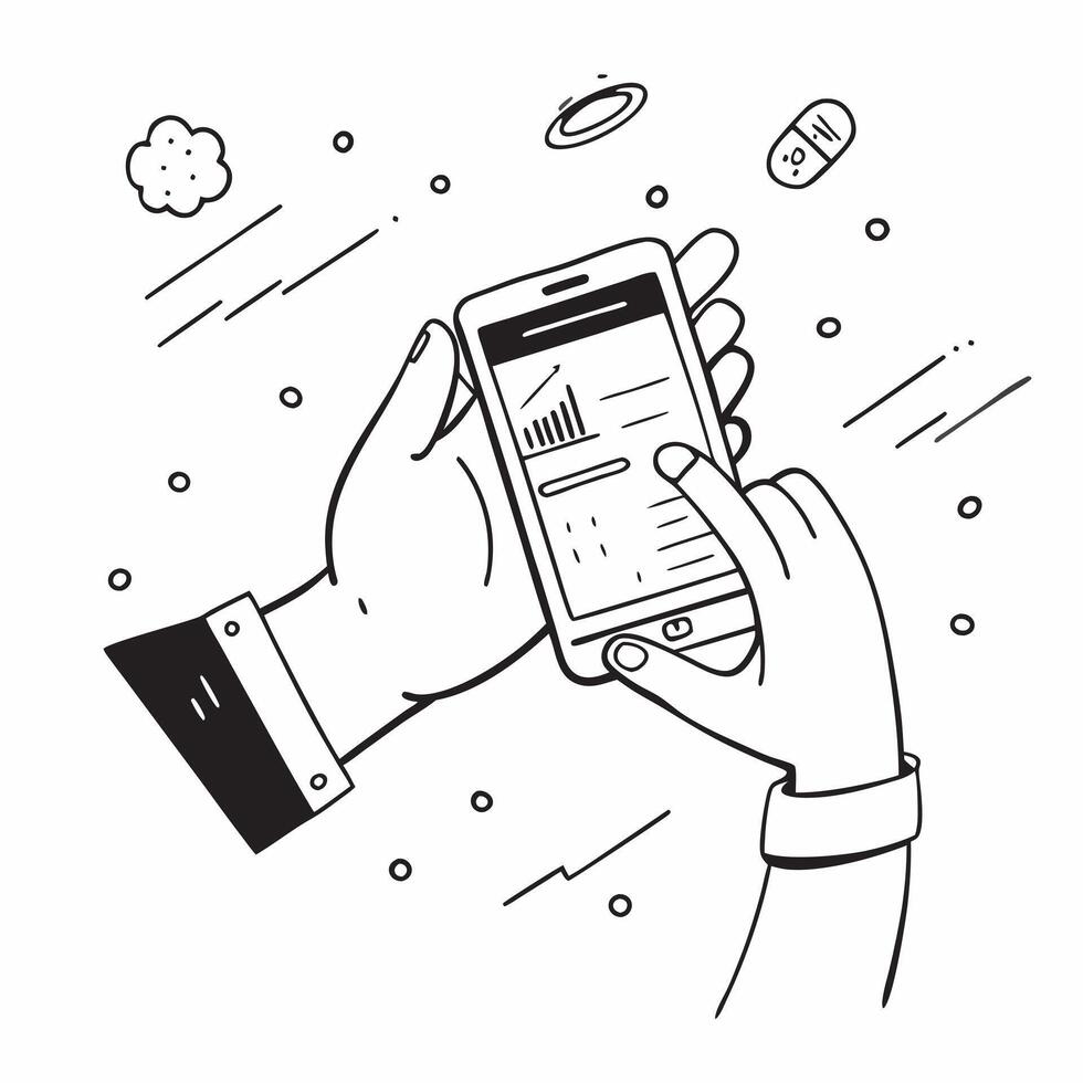 Person Using Personal Finance App for Forecasting concept as A person using a personal finance app for financial forecasting on their smartphone with a Cleans background providing a Cleans vector