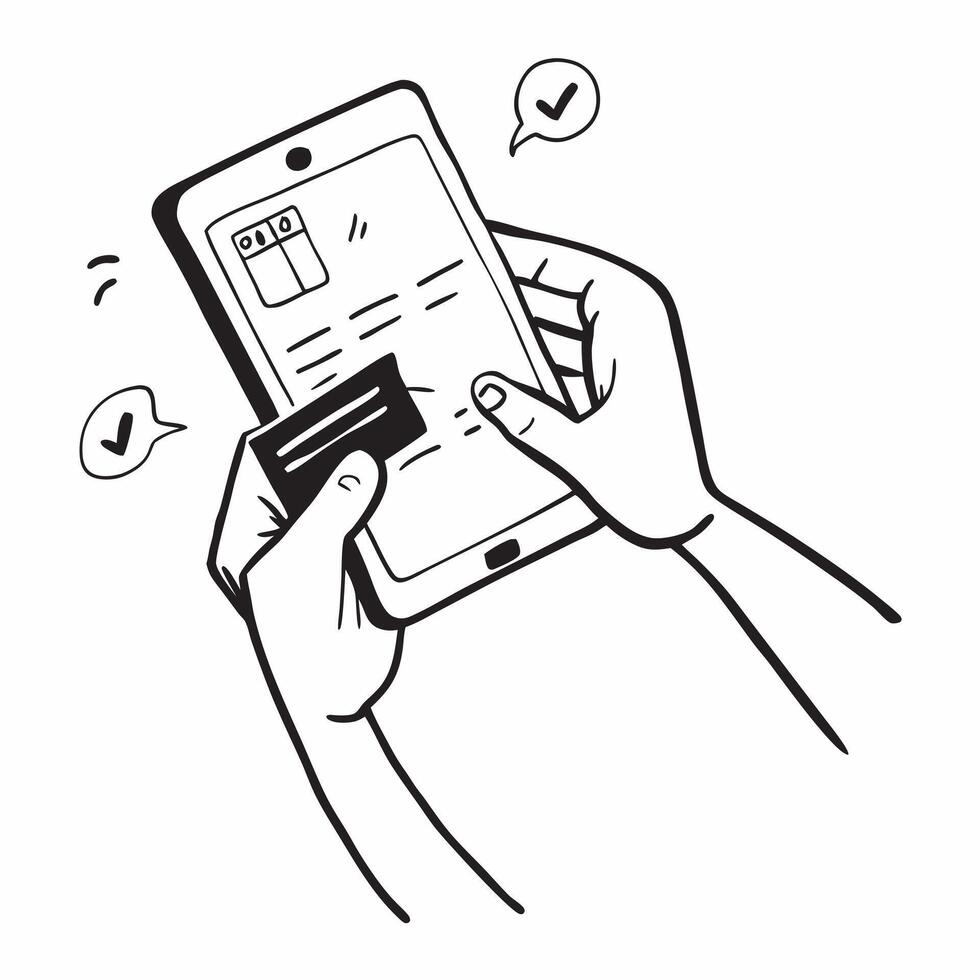 Person Using Mobile Banking at Supermarket concept as A person using a mobile banking app on their smartphone to pay at a supermarket with a Cleans background providing space for te Cleans vector