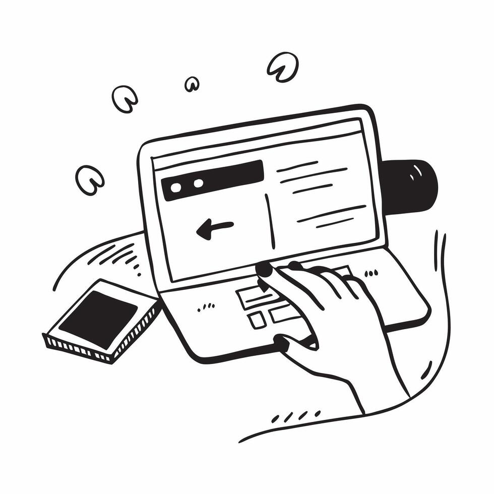 Person Using Digital Portfolio on Laptop concept as A person using a digital portfolio on their laptop with a plain background providing ample space for text or graphics in Photo Cleans vector