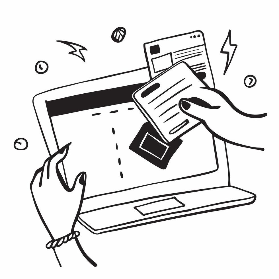 Person Using Digital Banking on Laptop concept as A person using digital banking services on their laptop with a Cleans background providing ample space for text or graphics in Pho Cleans vector