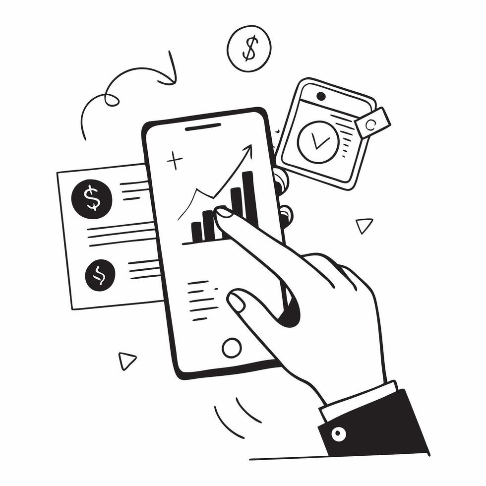 Person Using Budget App for Financial Growth concept as A person using a budget app for tracking financial growth on their smartphone with a plain background providing ample space Cleans vector