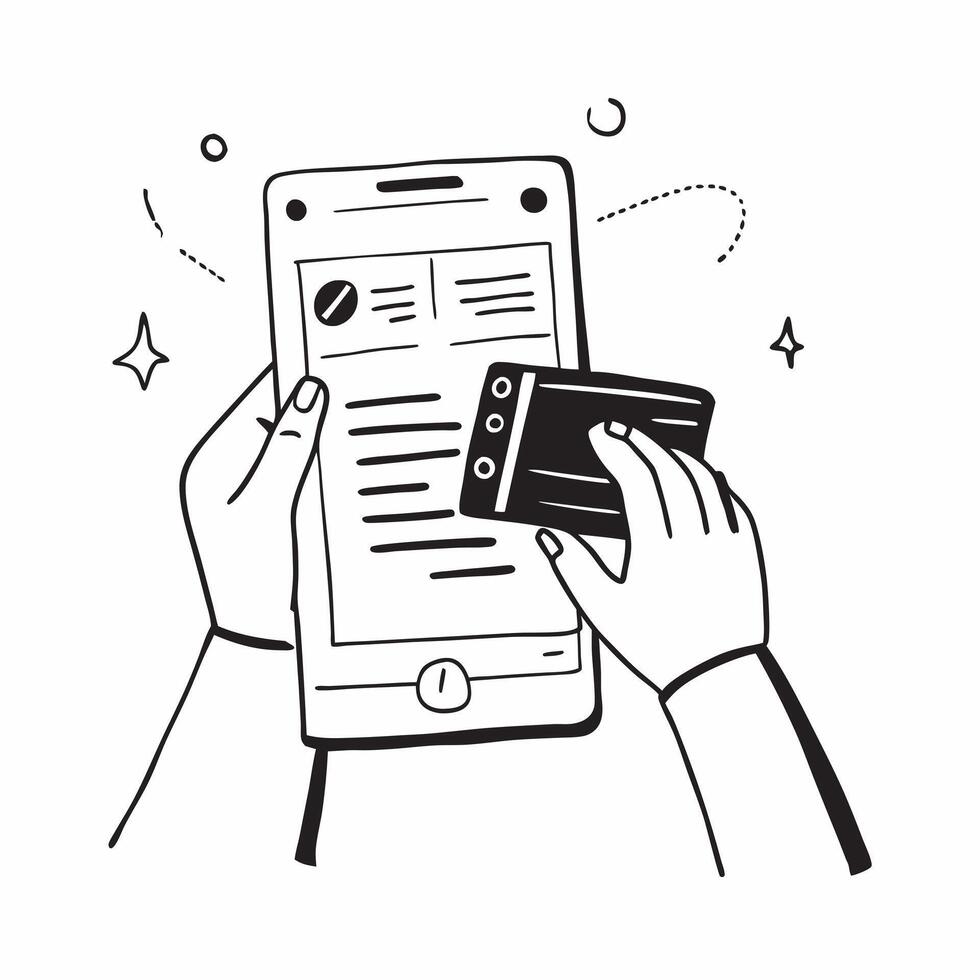 Person Using Biometric Verification concept as A person using biometric verification for mobile banking on their smartphone set against a Cleans background providing ample space for Cleans vector