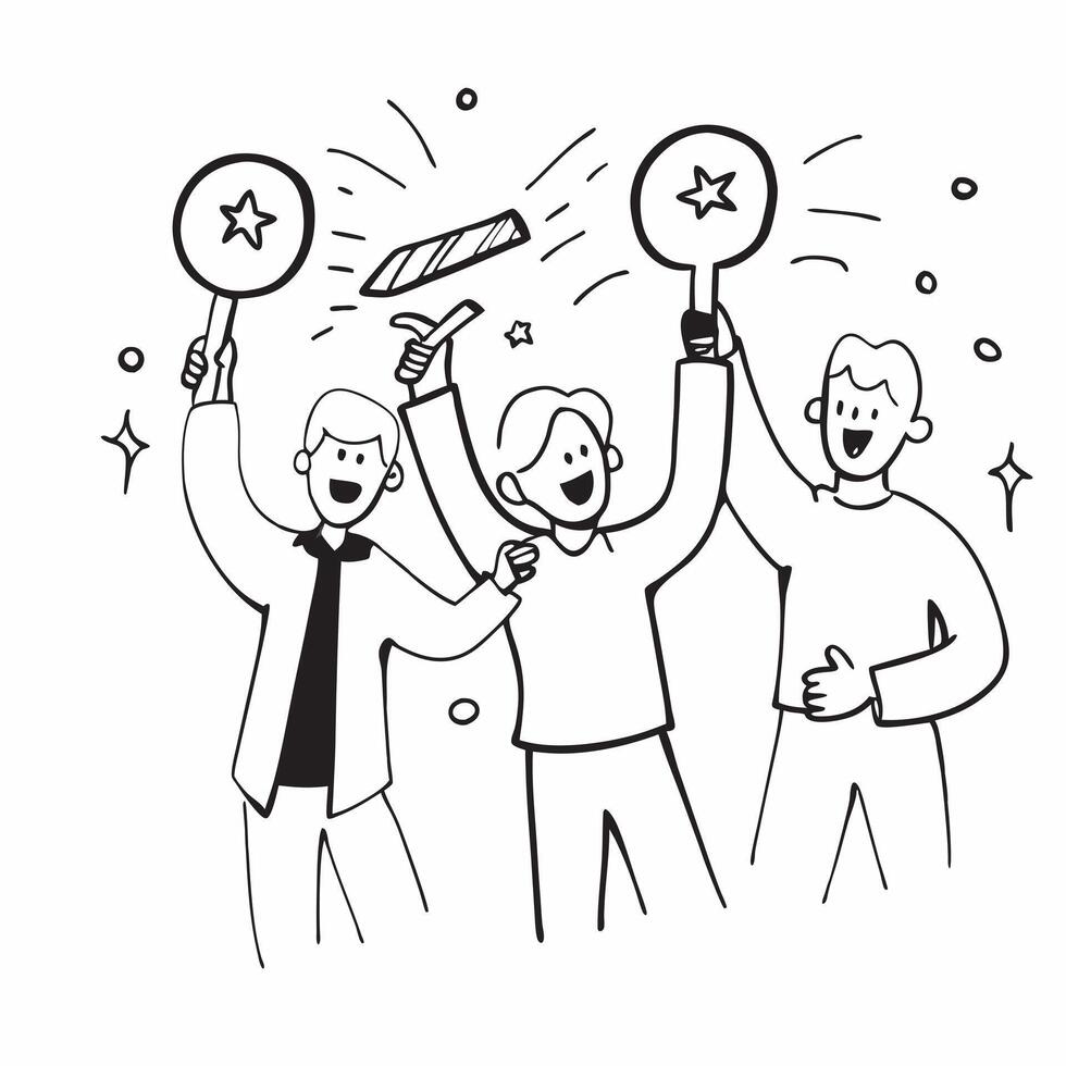 People with Sparkling Evaluation Tools and Happy Smiles concept as A group of people holding sparkling evaluation tools with happy smiles set against a dreamy background offering a Cleans vector