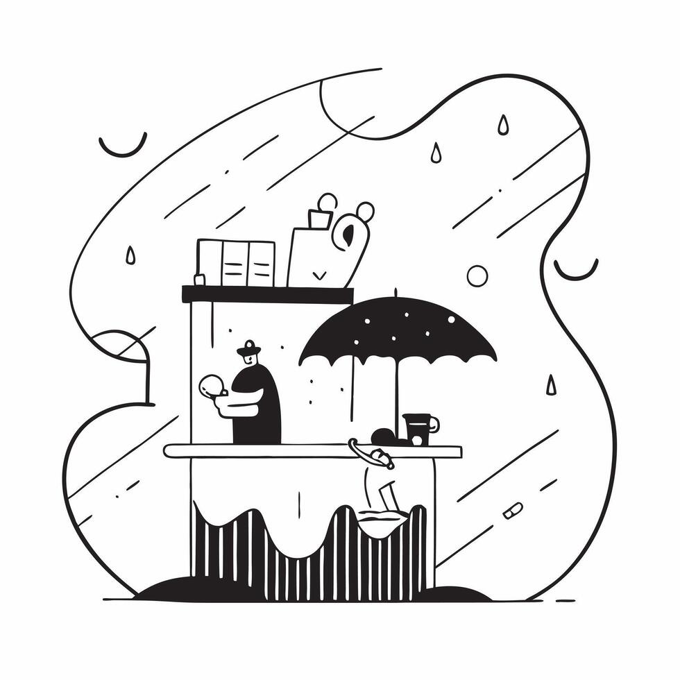 People with Rain Boots and Travel Journals concept as Travelers in rain boots writing in travel journals during a rain shower set against a dreamy background offering ample space f Cleans vector