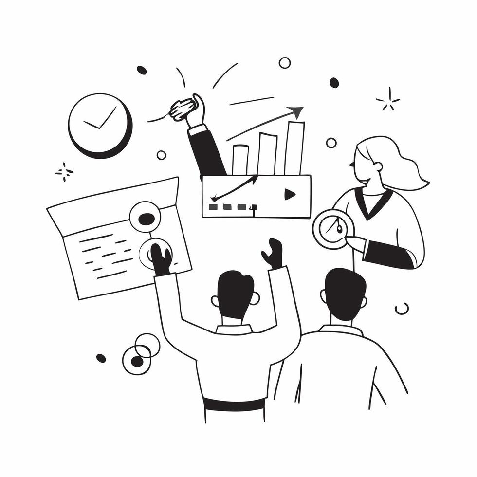 People with Medals and Charts concept as Business professionals wearing medals and analyzing charts set against a dreamy background offering ample space for text or graphics symbol Cleans vector