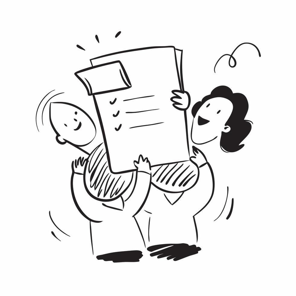 People with Glowing Meeting Documents and Happy Faces concept as A group of people holding glowing meeting documents with happy faces set against a dreamy background offering ample Cleans vector