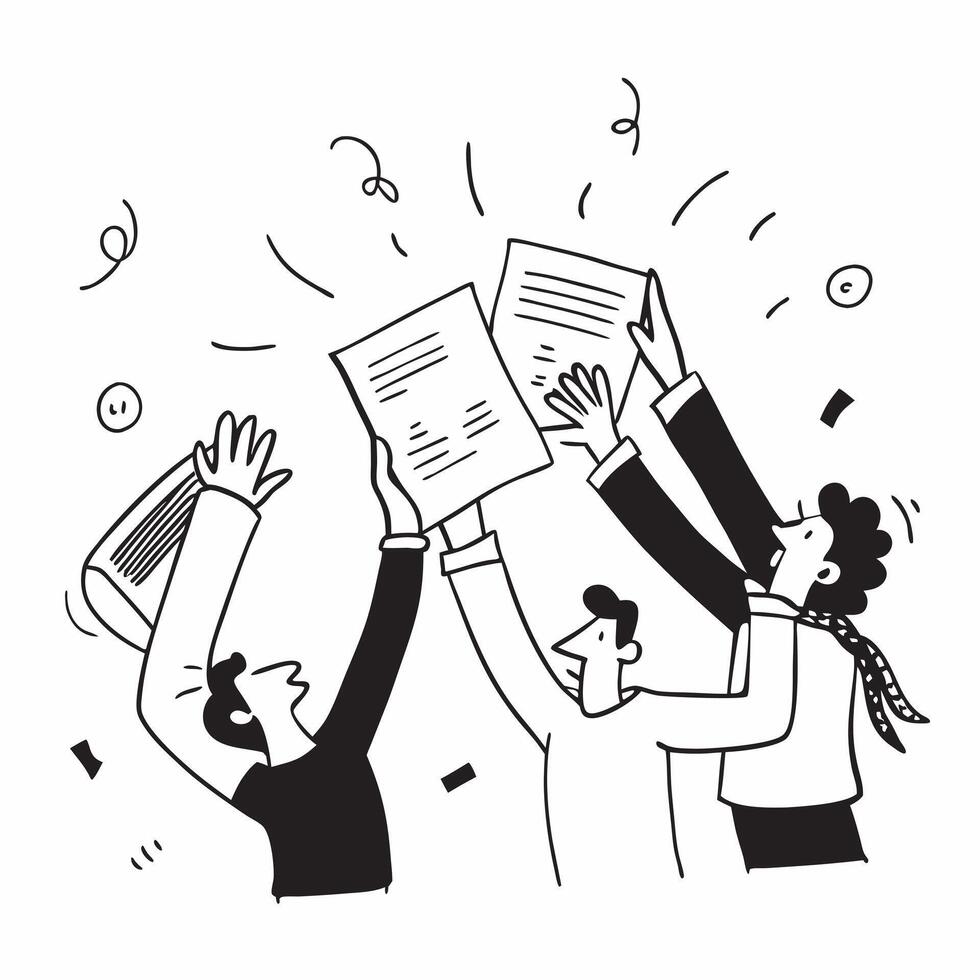 People with Glowing Employment Applications and Joyful Expressions concept as A group of people holding glowing employment applications with joyful expressions set against a fantas Cleans vector