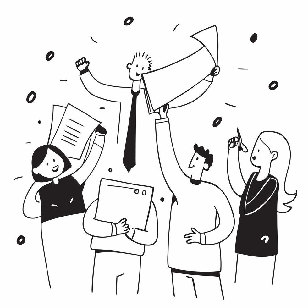 People with Glowing Candidate Interviews and Joyful Expressions concept as A group of people conducting glowing candidate interviews with joyful expressions set against a fantastic Cleans vector