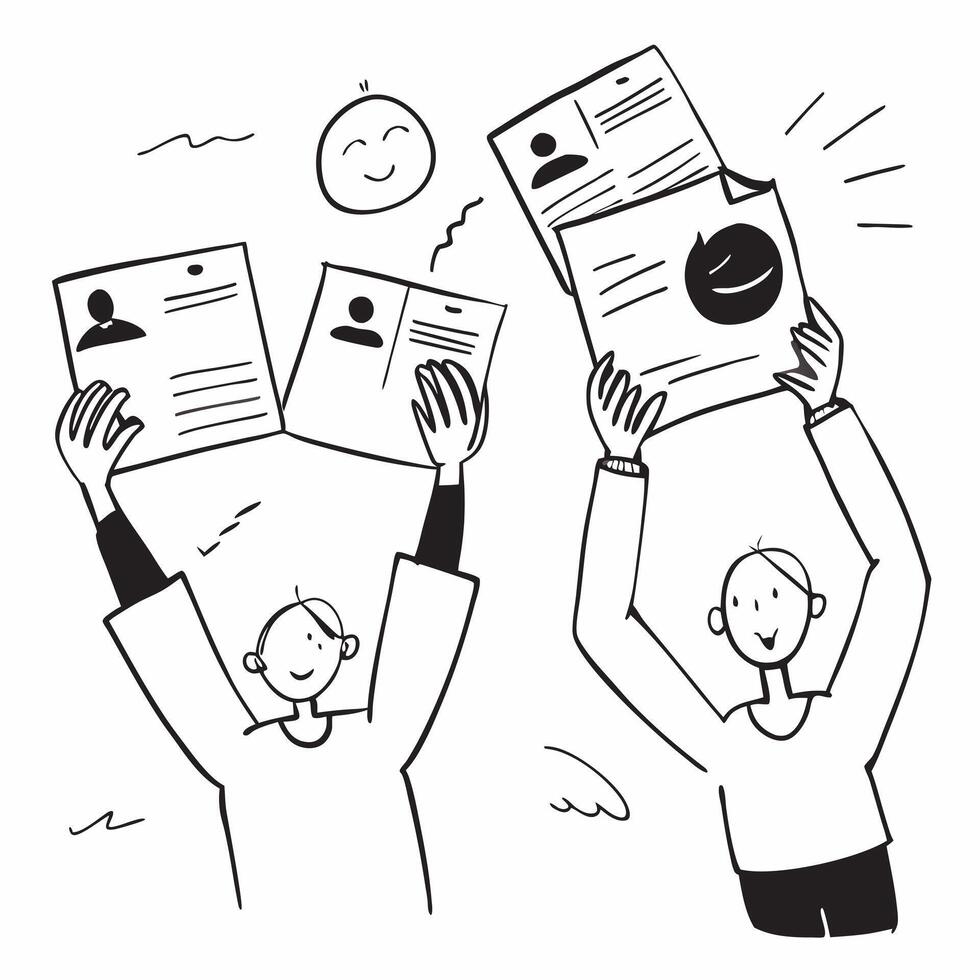 People with Floating Appraisal Charts and Joyful Faces concept as A group of people holding floating appraisal charts with joyful faces set against a whimsical background offering Cleans vector
