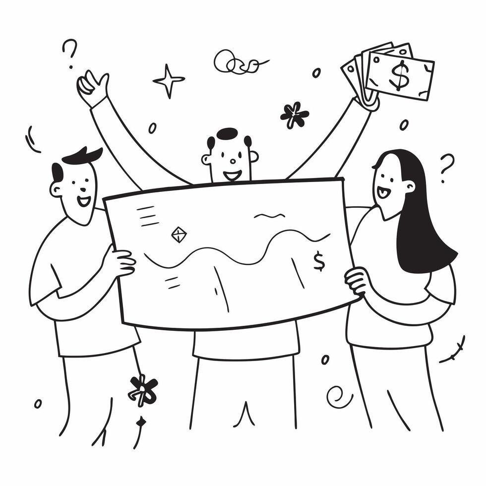 People with Enchanted Treasure Maps and Smiling Faces concept as A group of people with enchanted treasure maps and smiling faces set against a whimsical background offering ample Cleans vector