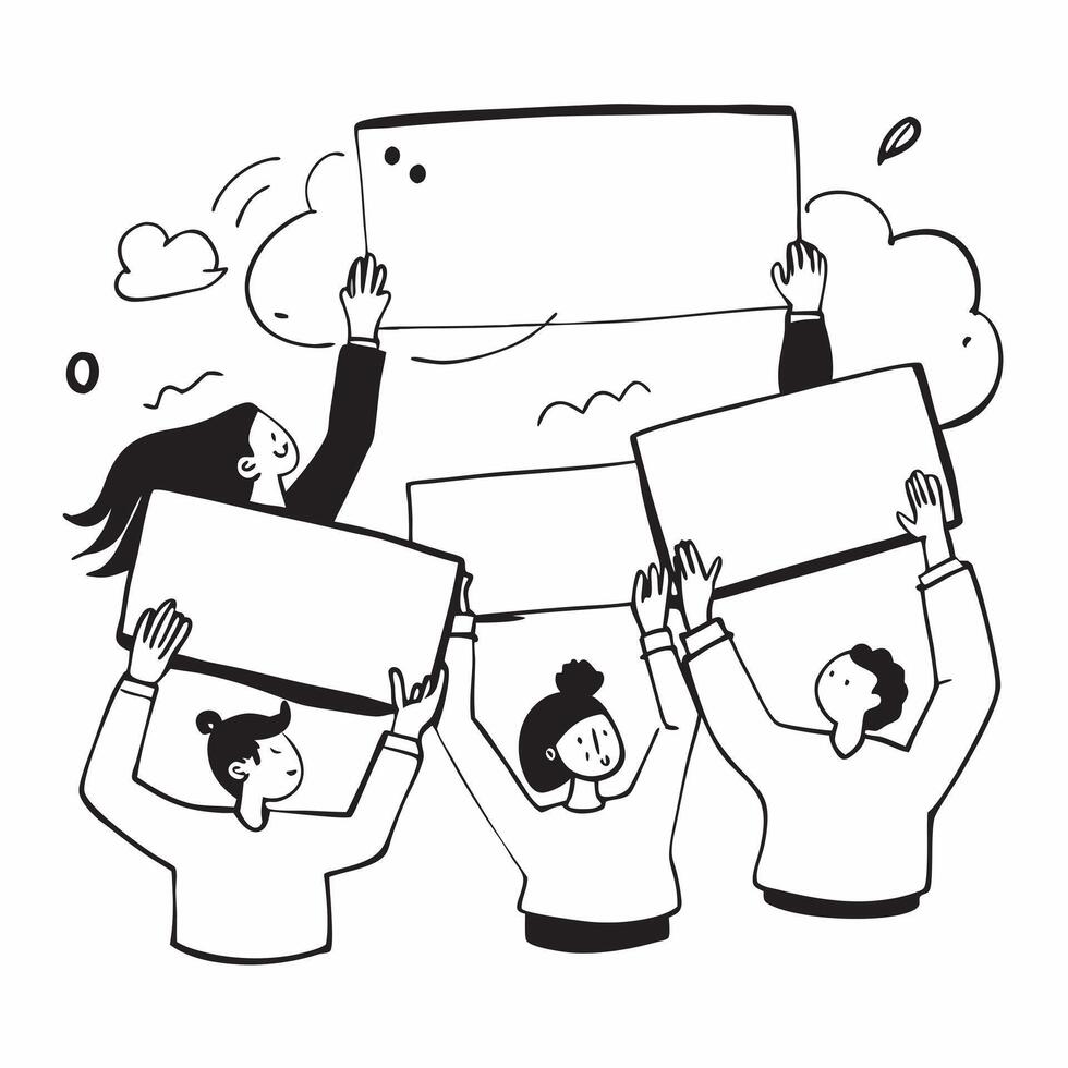 People with Enchanted Whiteboards and Smiling Faces concept as A group of people using enchanted whiteboards with smiling faces set against a dreamy background offering ample space Cleans Set 2 vector
