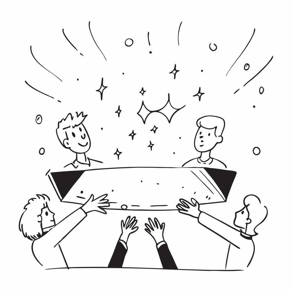 People with Enchanted Meeting Rooms and Smiling Faces concept as A group of people in an enchanted meeting room with smiling faces set against a dreamy background offering ample sp Cleans vector