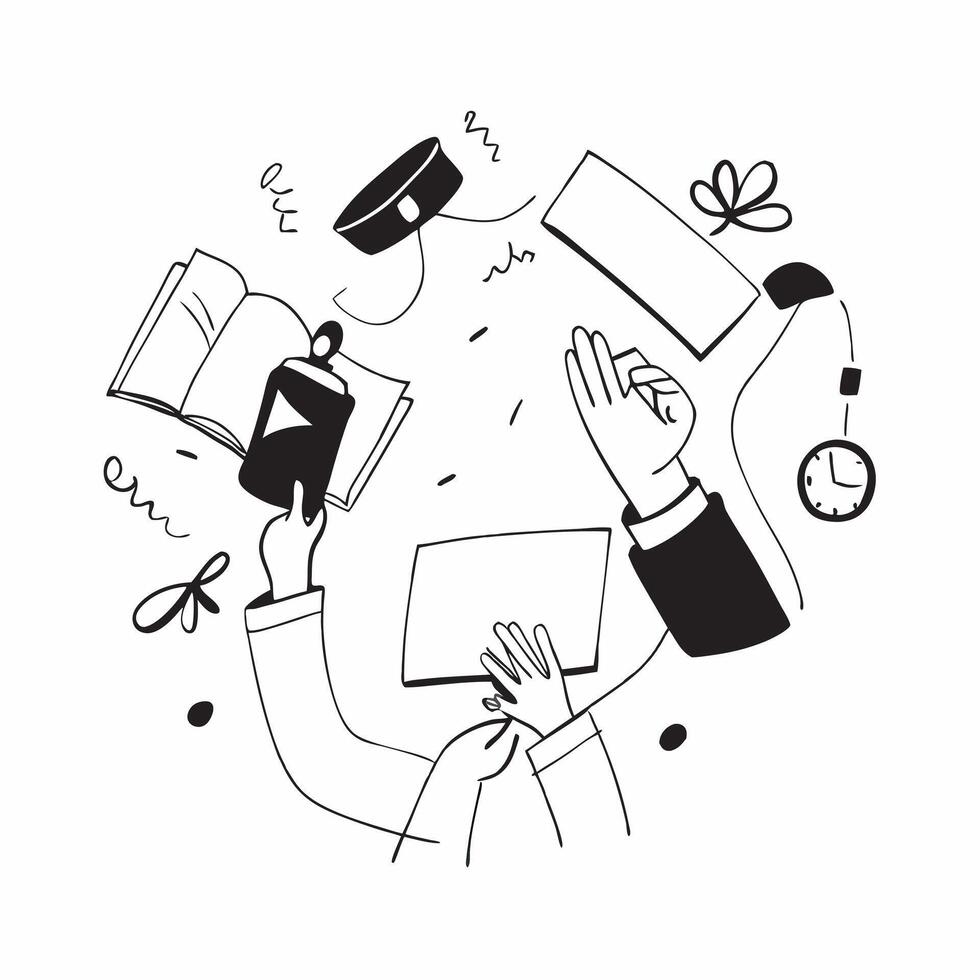 People with Diplomas and Smartphones concept as Business professionals holding diplomas and using smartphones set against a whimsical background offering ample space for text or gr Cleans vector