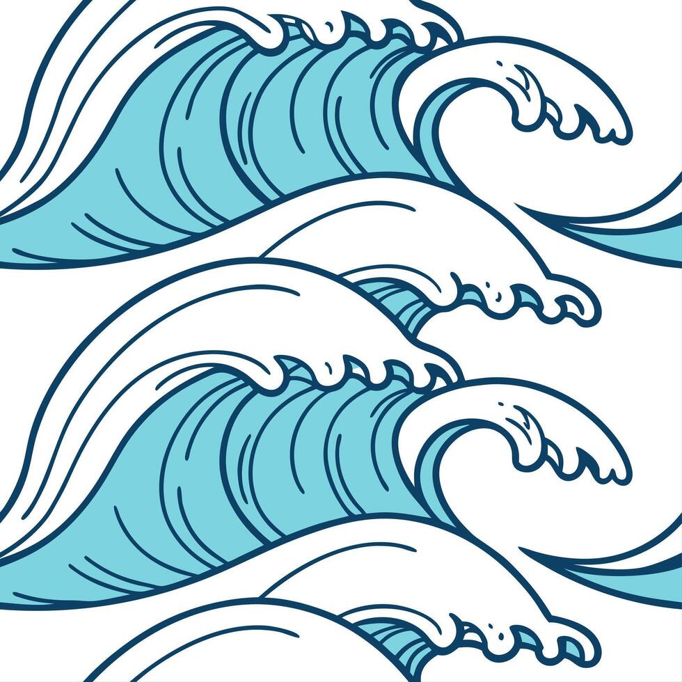 Peaceful summer waves seamless pattern with smooth rolling waves and soft blue hues for a serene beach mood concept as Serene beach mood with smooth rolling waves and soft blue hue Cleans vector
