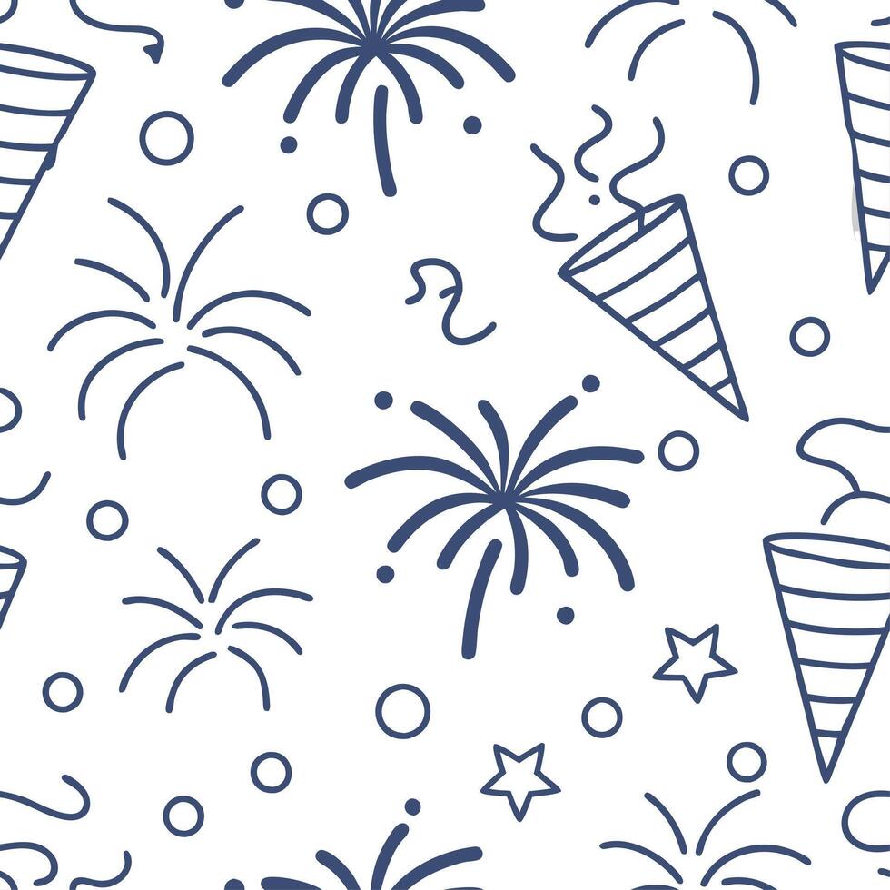 New Year seamless pattern with decorative 2023 numbers fireworks and party decorations for a festive year end design concept as Festive year end New Year pattern with the number 20 Cleans vector