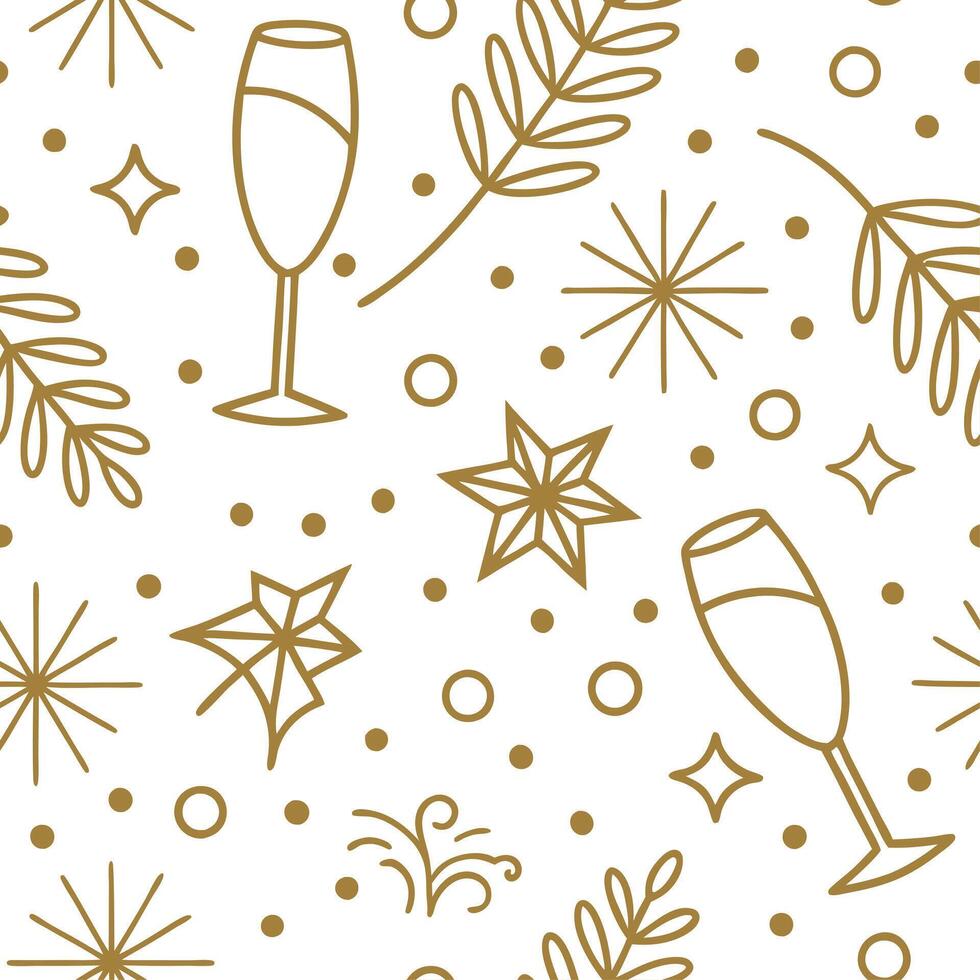 New Year seamless pattern with gold 2023 numbers sparkling stars and celebratory elements for a refined celebration feel concept as Refined New Year pattern with 2023 numbers spark Cleans vector
