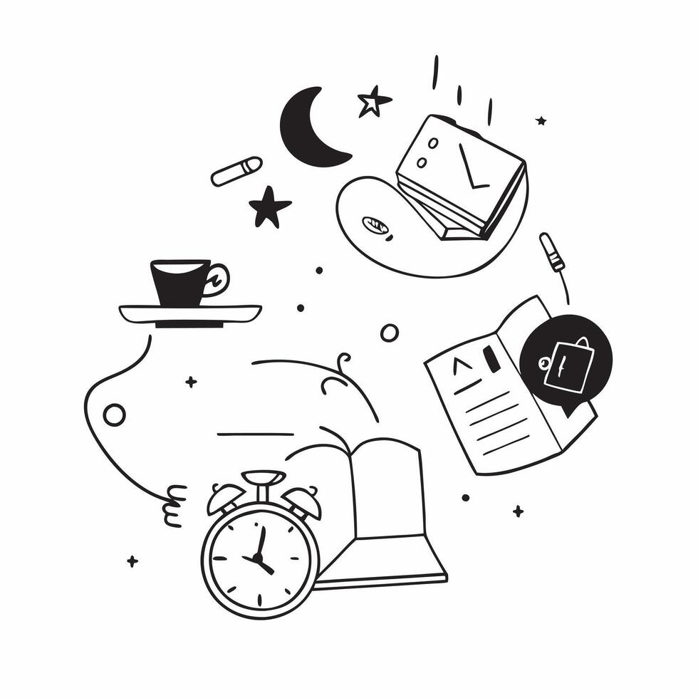 Morning Routine and Evening Unwind concept as A view of morning routine and evening unwind set against a whimsical background offering ample space for text or graphics symbolizing Cleans vector