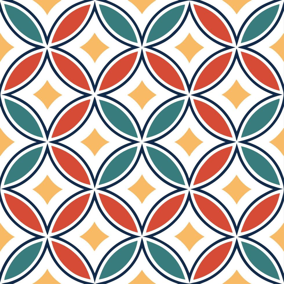 Moroccan geometric patterns and colorful tiles seamless tile pattern with vibrant accents concept as Vibrant accents highlight Moroccan geometric patterns intertwined with colorful Cleans vector