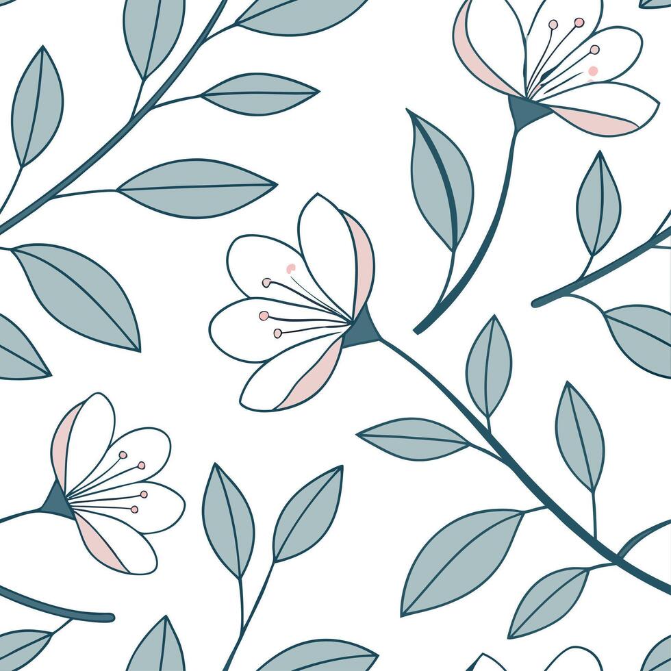 Minimalistic spring floral seamless pattern with soft lines and subtle hues for modern spring designs concept as Modern minimalistic floral pattern featuring soft lines and subtle Cleans vector