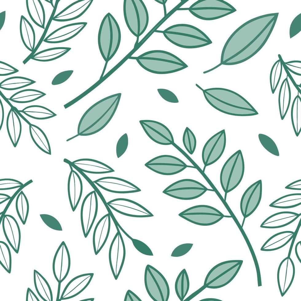 Minimalistic spring leaves seamless pattern with Cleans lines and soft green tones for fresh modern designs concept as Simple Cleans lined spring leaves pattern in soft green tones p Cleans vector