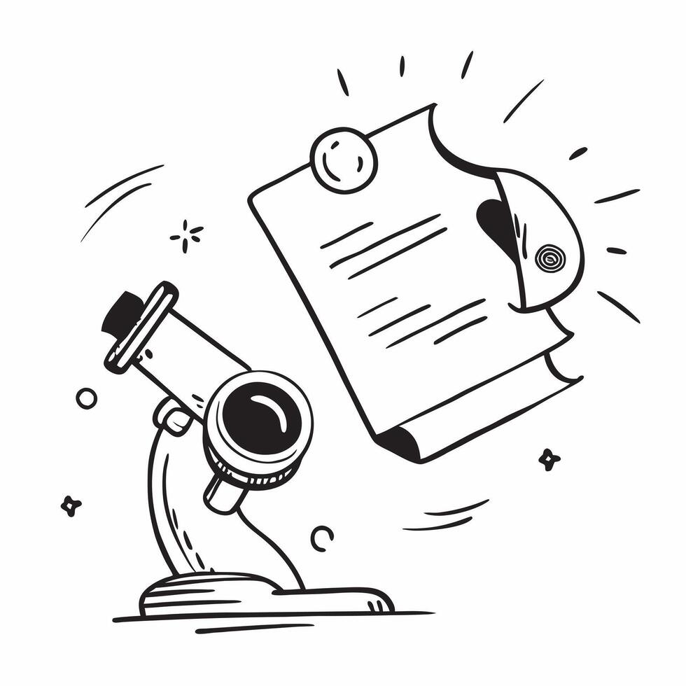 Microscope with Certificate and ISO Seal concept as A microscope with a certificate and an ISO seal set against a dreamy background offering ample space for text or graphics symbol Cleans vector