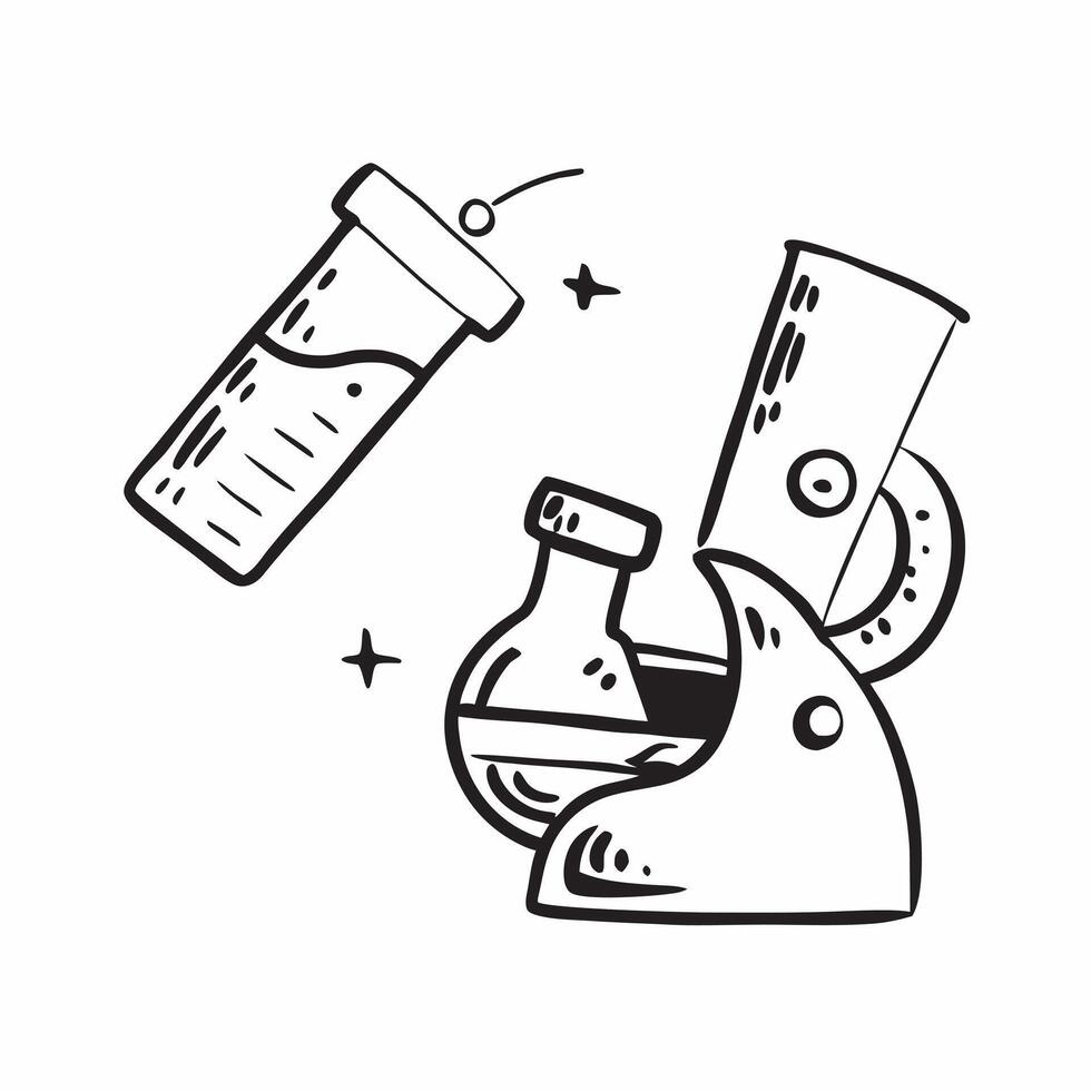 Microscope and Test Tube concept as An icon of a microscope and a test tube set against a Cleans background offering ample space for text or graphics symbolizing scientific experime Cleans vector