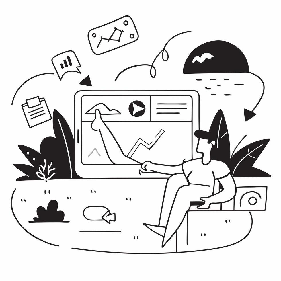 Marketing specialist enjoying a relaxing bath concept as A marketing specialist enjoying a relaxing bath while listening to a podcast about social media trends highlighting relaxat Cleans Set 2 vector