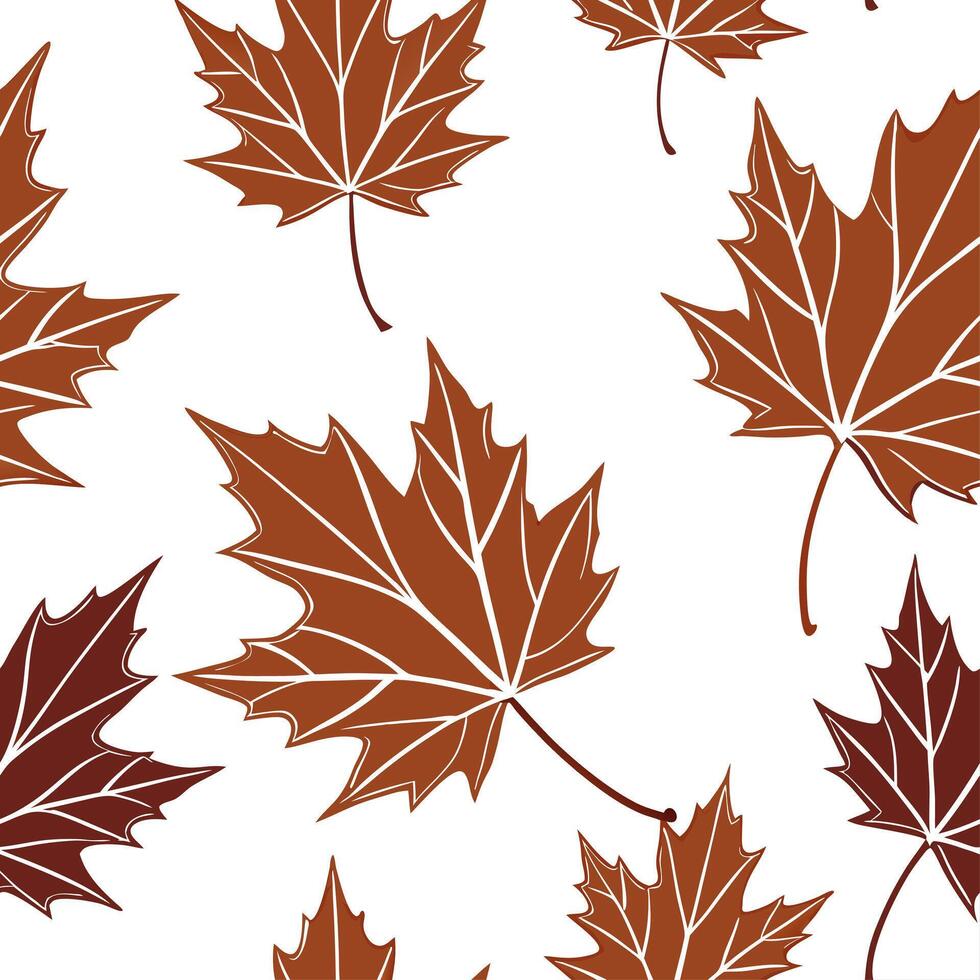 Maple leaf seamless tile pattern with various shades of red and brown for elegant autumn interiors concept as Elegant red and brown maple leaves arranged seamlessly for sophisticat Cleans vector