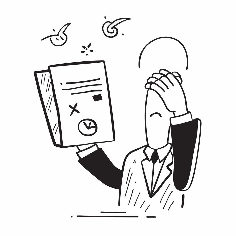 Manager with project failure report concept as A managers profile blended with a project failure report symbolizing the disappointment of a failed project Ideal for business and c Cleans vector
