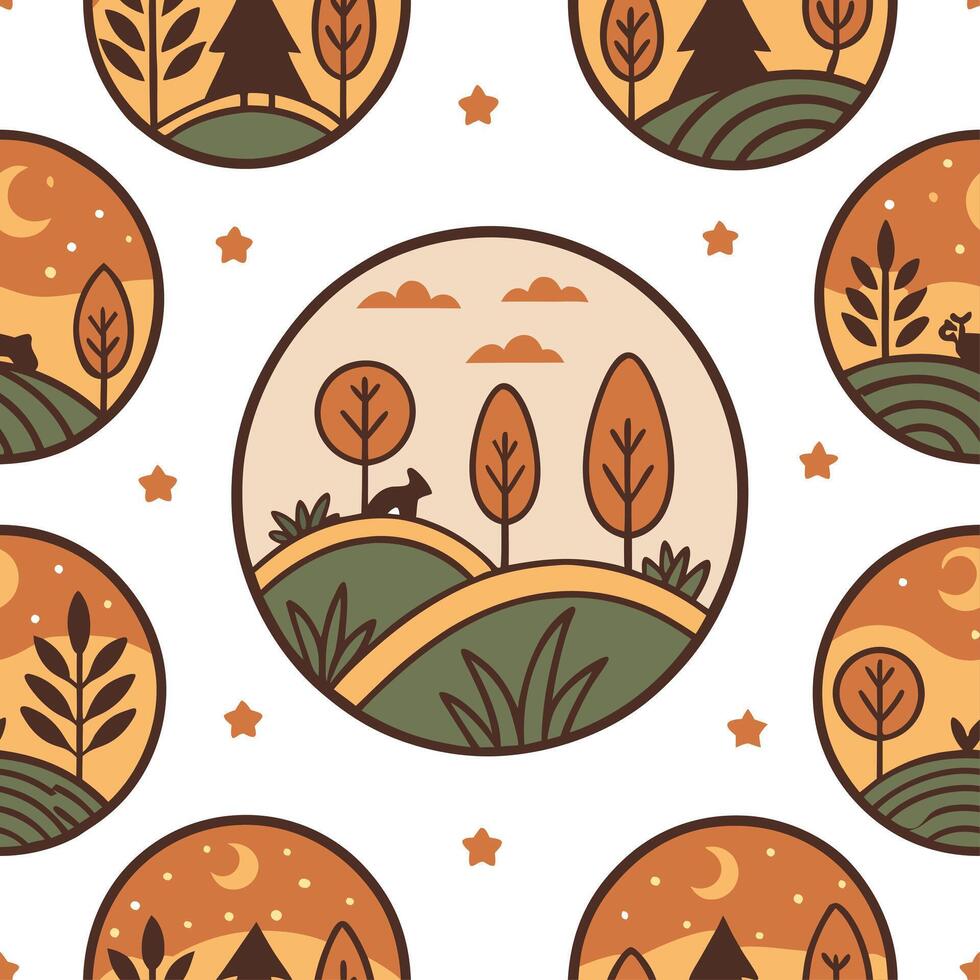 Local folklore scenes and mythical creatures seamless tile pattern with vibrant and earthy tones concept as Vibrant and earthy tones highlight local folklore scenes and mythical cr Cleans vector