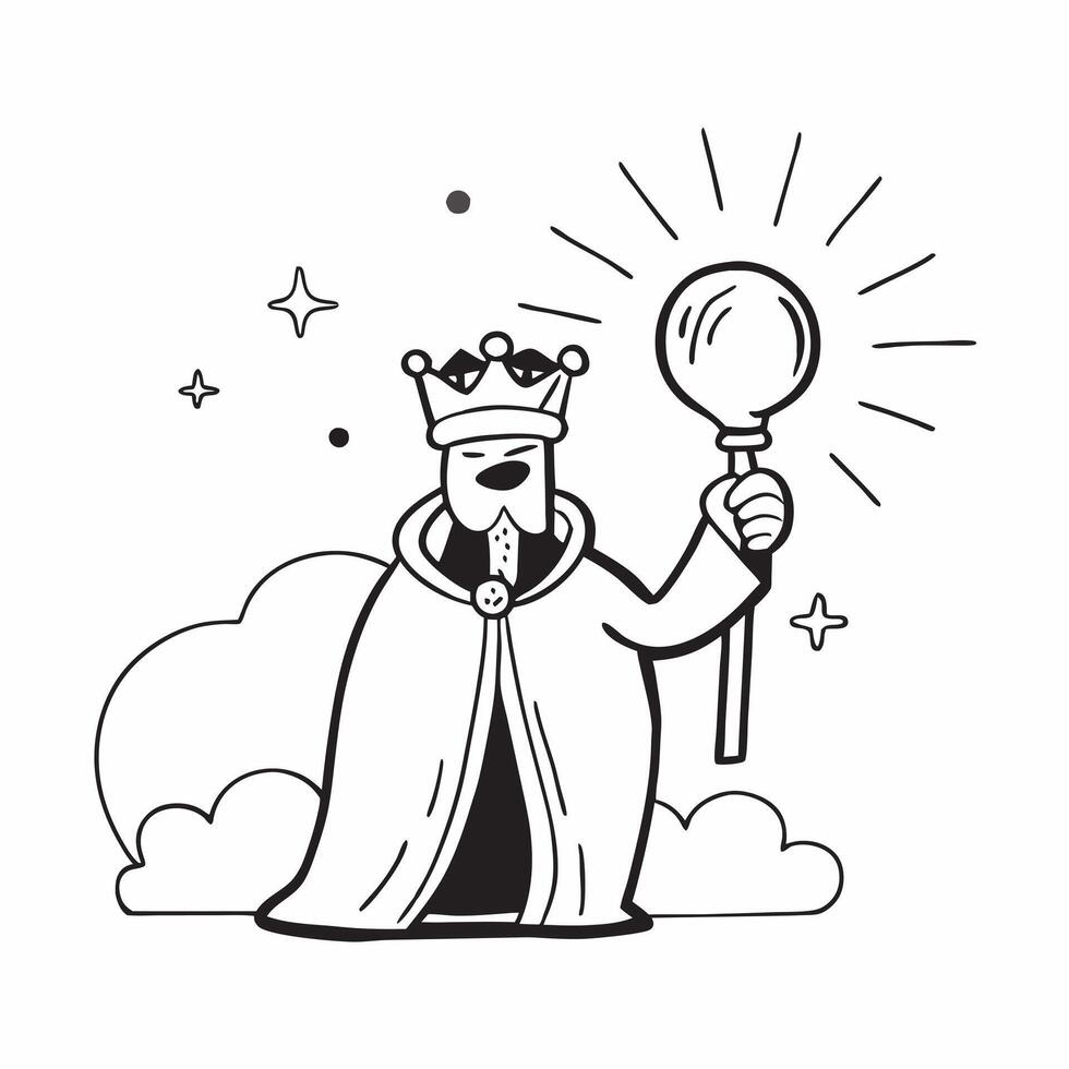 King with Scepter and Throne concept as An image of a king with a scepter and throne set against a dreamy background offering ample space for text or graphics symbolizing royal aut Cleans vector