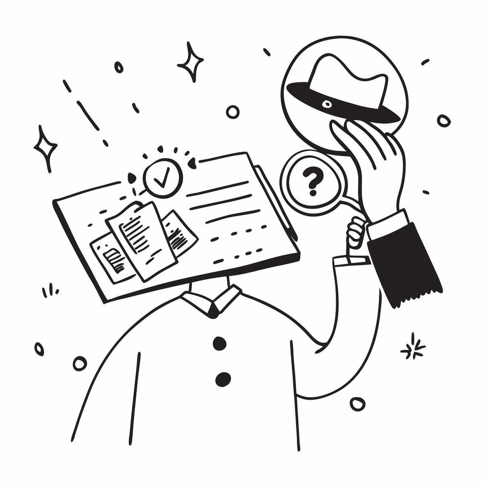 Journalist with Computer and Truth Verification concept as An image of a journalist with a computer and truth verification set against a dreamy background offering ample space for Cleans Set 2 vector