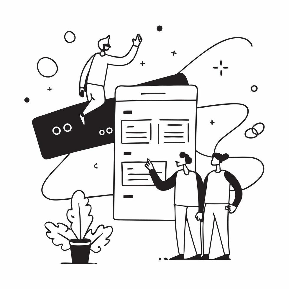 IT Team with Servers and Monitors concept as An IT team working with servers and monitors set against a dreamy background offering ample space for text or graphics symbolizing IT m Cleans vector