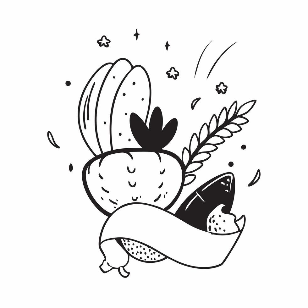 Individual with a pumpkin and cornucopia overlay symbolizing harvest celebration with copy space concept as An individual blended with a pumpkin and cornucopia representing the ha Cleans vector