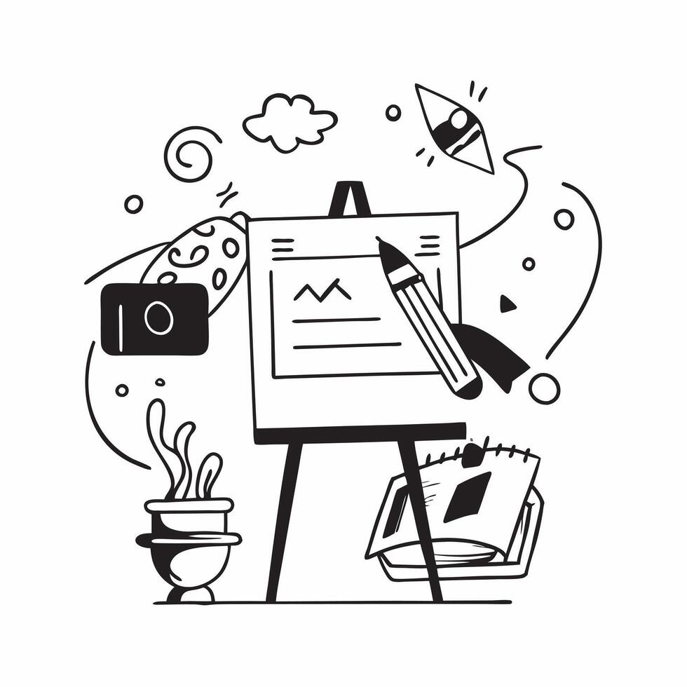 Individual with a cultural painting easel and art supplies overlay symbolizing cultural art travel with copy space concept as An individual blended with a cultural painting easel Cleans vector