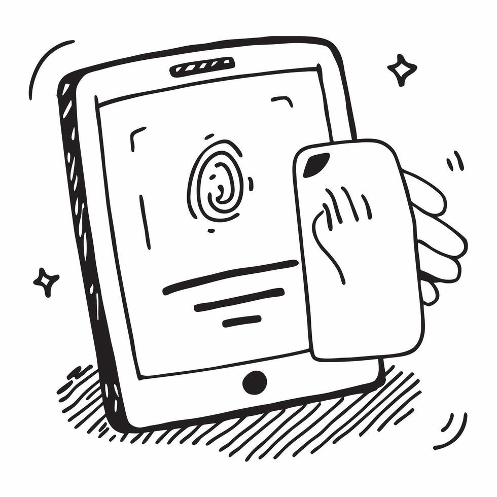 Fingerprint Scan on Laptop concept as A laptop displaying a fingerprint scan interface for authentication with ample blank space around the device in Photo Stock Concept Cleans vector