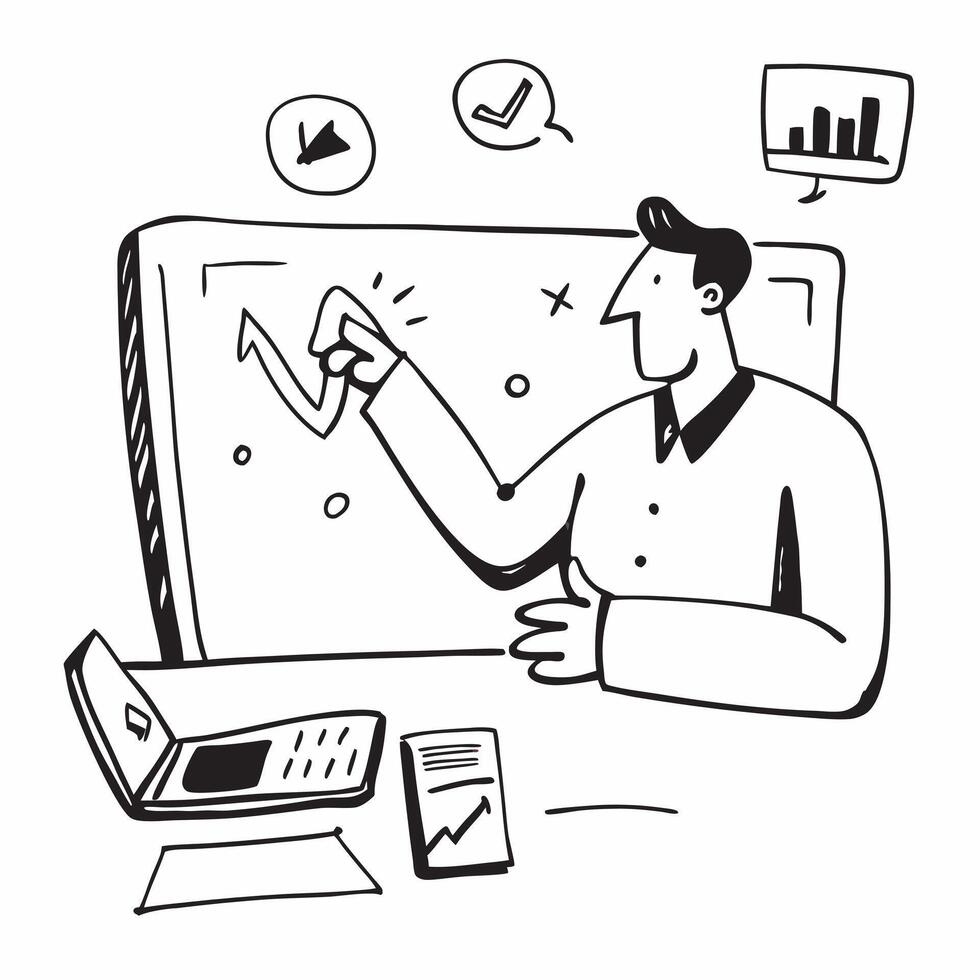 Financial advisor analyzing stock valuation reports concept as A financial advisor in an office analyzing stock valuation reports on a laptop highlighting expertise and financial d Cleans vector