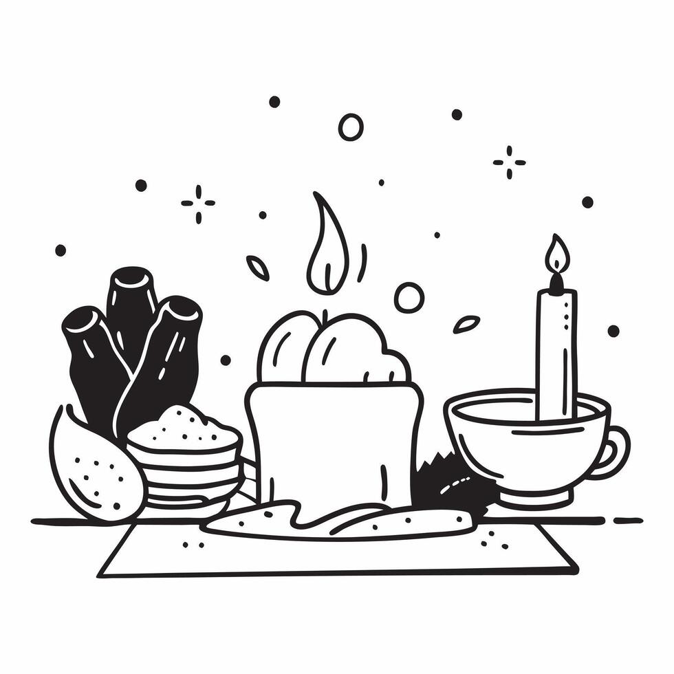Festive table with a turkey and candles with copy space concept as A festive table featuring a roasted turkey and lit candles creating a warm Thanksgiving atmosphere with ample bl Cleans vector