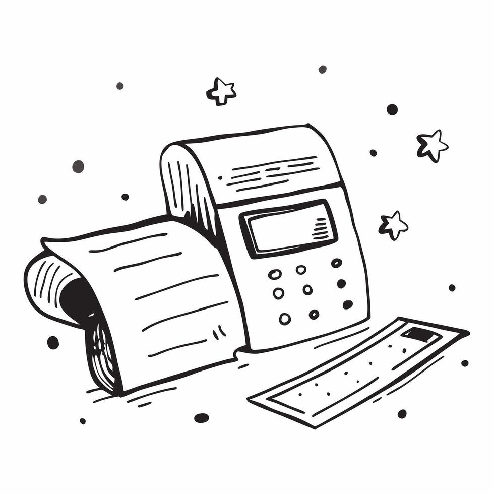 Fax Machine with Obsolete Certificate and Paper Roll concept as A fax machine with an obsolete certificate and paper roll set against a dreamy background offering ample space for t Cleans vector