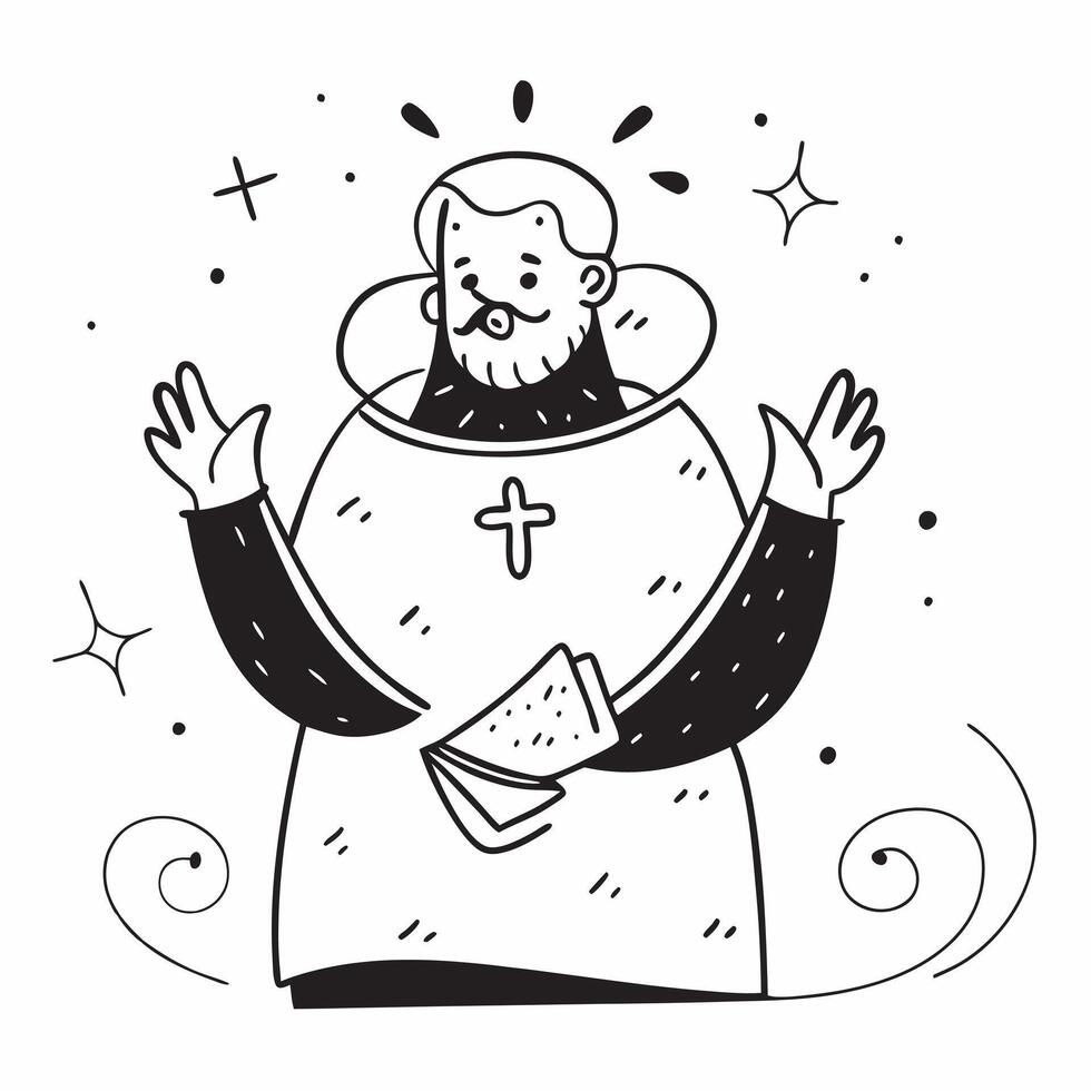 Faith Leader with Cross and Heart concept as An image of a faith leader with a cross and heart symbol set against a whimsical background offering ample space for text or graphics s Cleans vector
