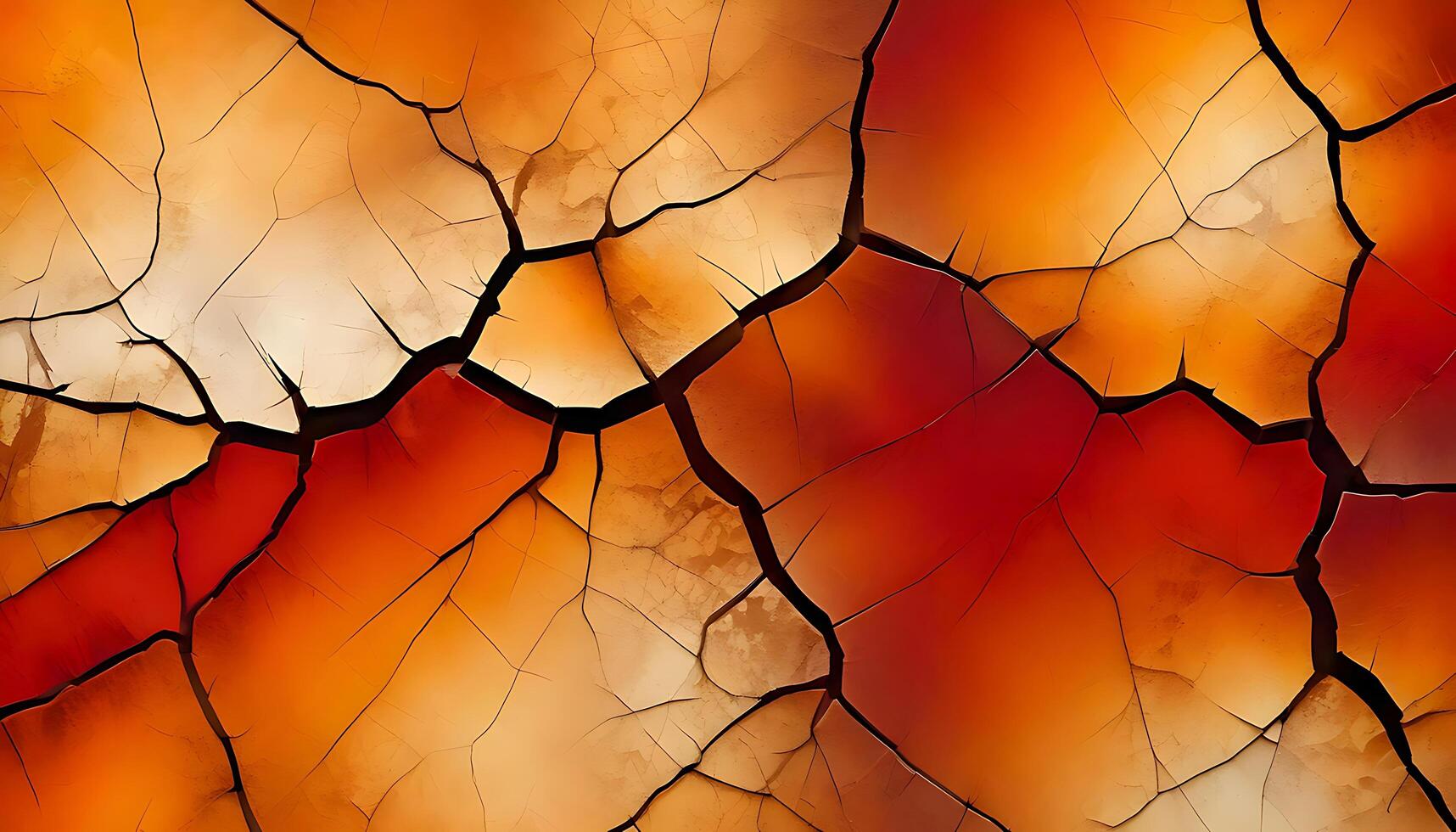 Abstract Cracked Earth Texture with Vibrant Orange and Red Shades photo