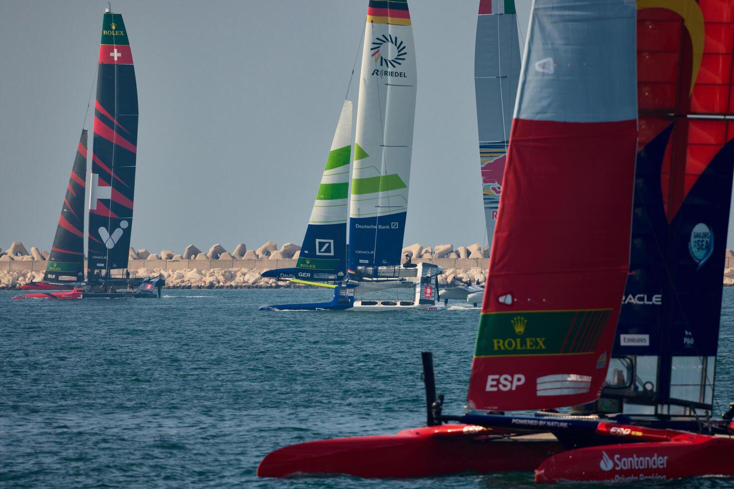 UAE, Dubai, 23 November 2024. Rolex Sail GP Grand Prix international sailing competition using high performance F50 foiling catamarans photo