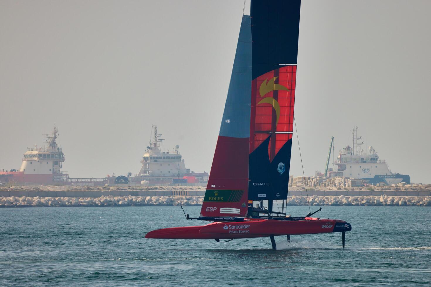 UAE, Dubai, 23 November 2024. Rolex Sail GP Grand Prix international sailing competition using high performance F50 foiling catamarans photo