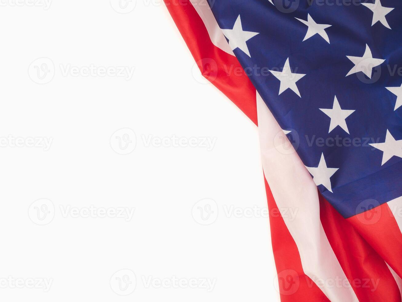 Close-up of the USA flag on a white background photo