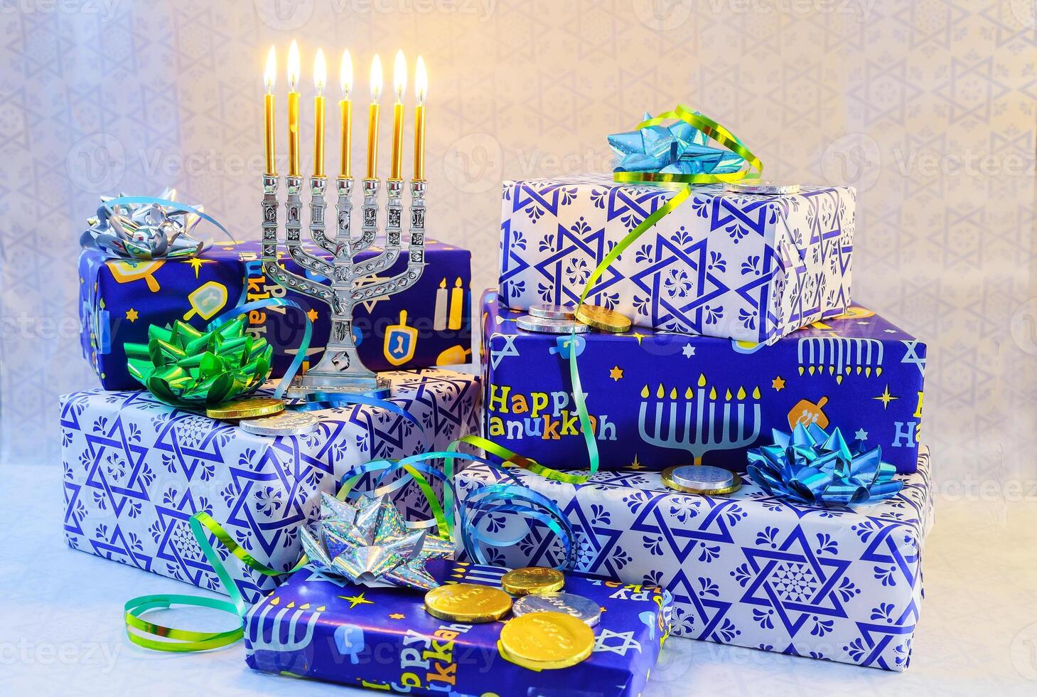 A still life composed of elements of the Jewish Chanukah Hanukkah festival. photo
