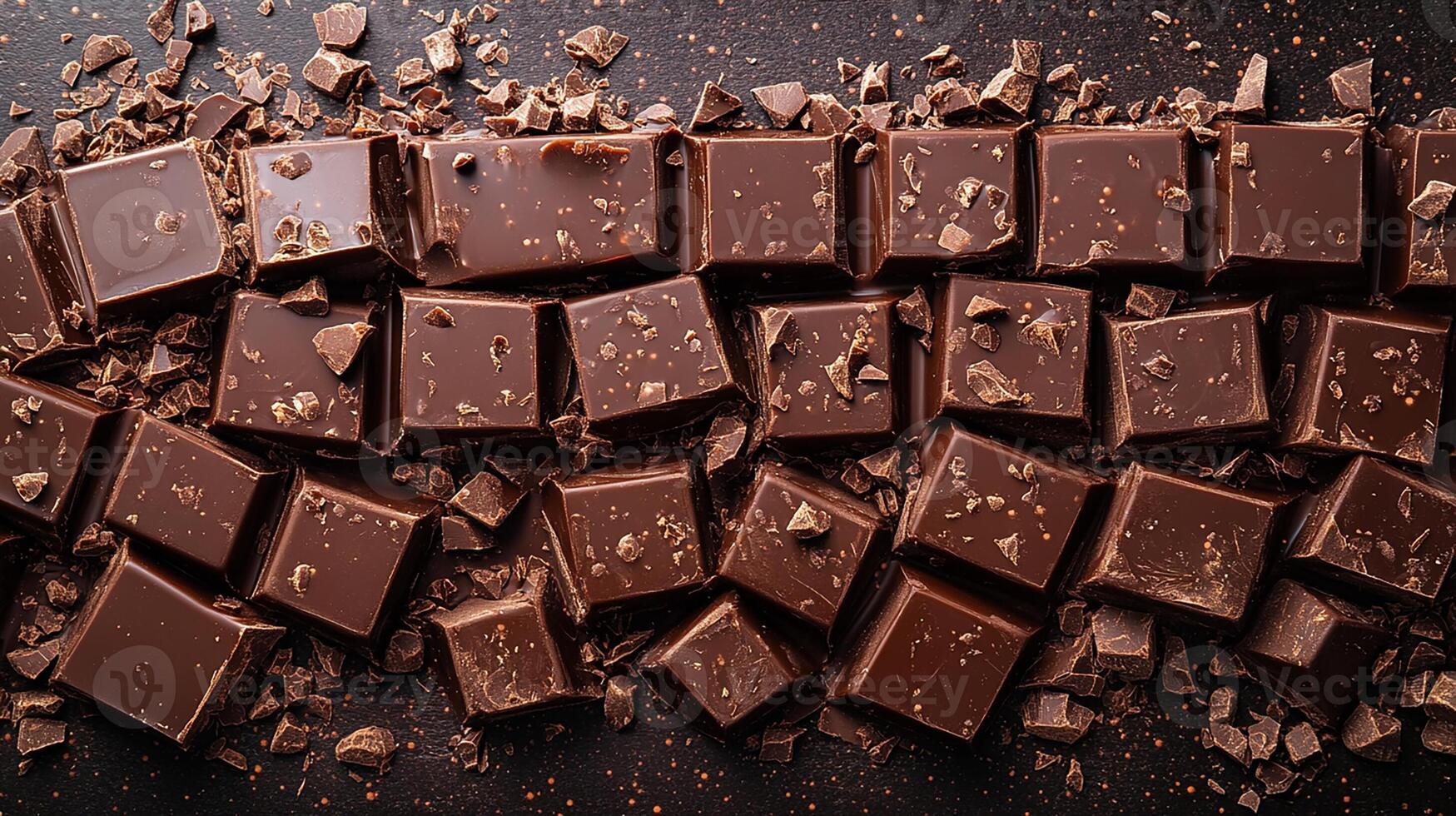 Dark Chocolate Squares with Crumbled Cocoa Toppings photo