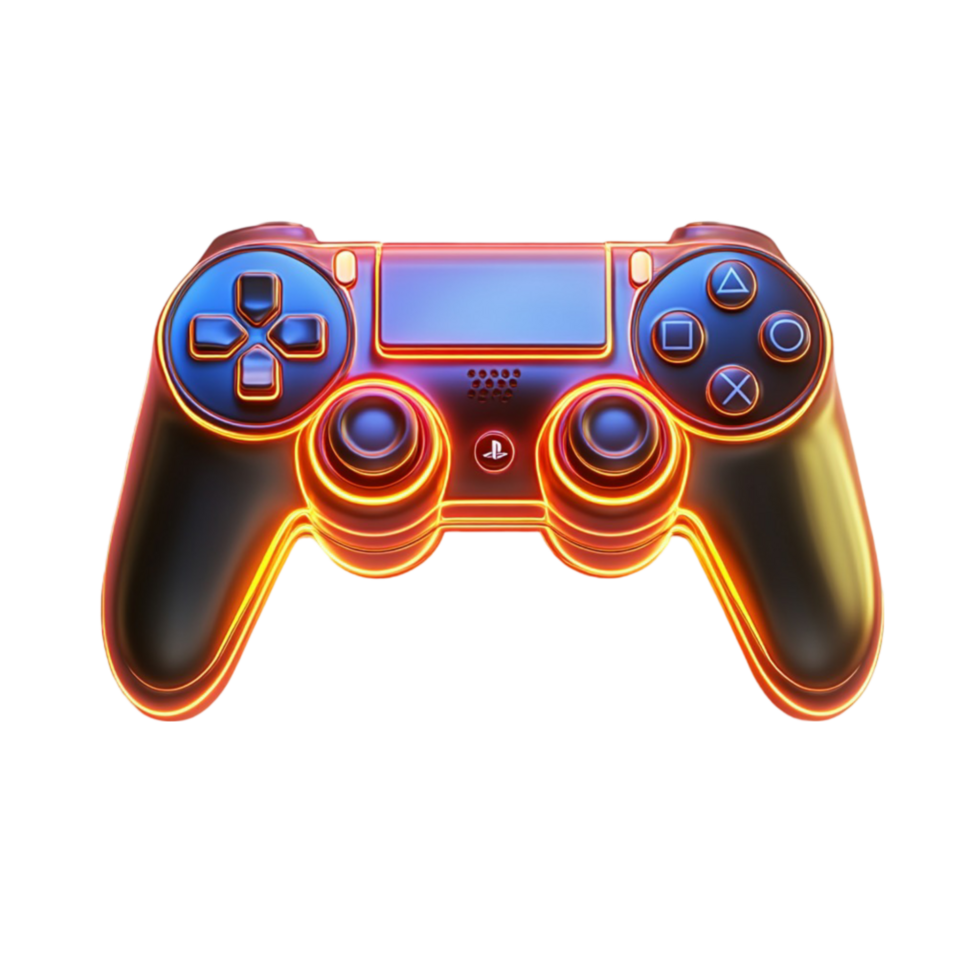 Neon Light-Powered Game Controller Isolated on Transparent Surface png